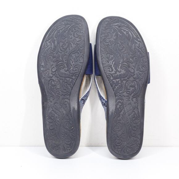 NAOT Penelope Python Stretch Slide Thong Sandals Cork Navy Blue Sz 37 US 6-6.5 - Picture 6 of 8